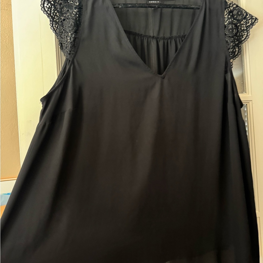 Torrid Black Lace Sleeve Top